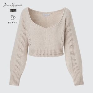 UNIQLO Mame Kurogouchi 3D knit volume cropped long sleeve sweater